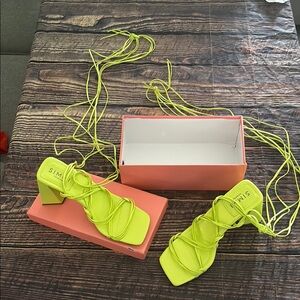 Lime Green Strappy Heeled Sandals